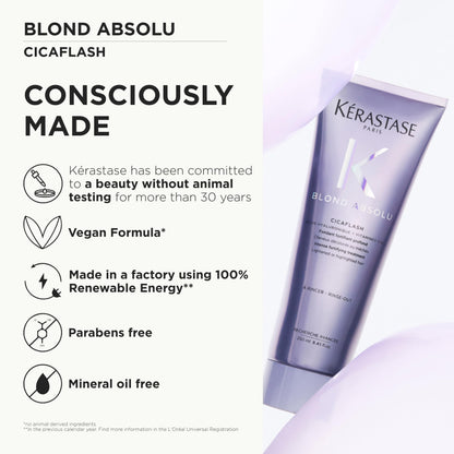 Kérastase Blond Absolu Conditioner, Cicaflash Purple Conditioner, Repairs & Nourishes, Protects Against Breakage, For Bleached, Highlighted, and Damaged Hair, With Hyaluronic Acid - Available at All In One Marketplace Canada