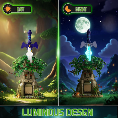 Tree & Sword Building Block Set for Boys, Luminous Sword & Coin Toss Game, Magic Tree Game Action Figures Collectible Model for Home Office Decor, Christmas Birthday Toys Gifts for Adult, Kids 8+ 🍁 All In One Marketplace Canada