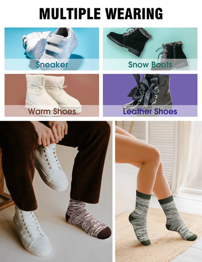 Merino Wool Hiking Socks for Men Thermal Warm Winter Cushion Crew 5 Pairs 🍁 All In One Marketplace Canada