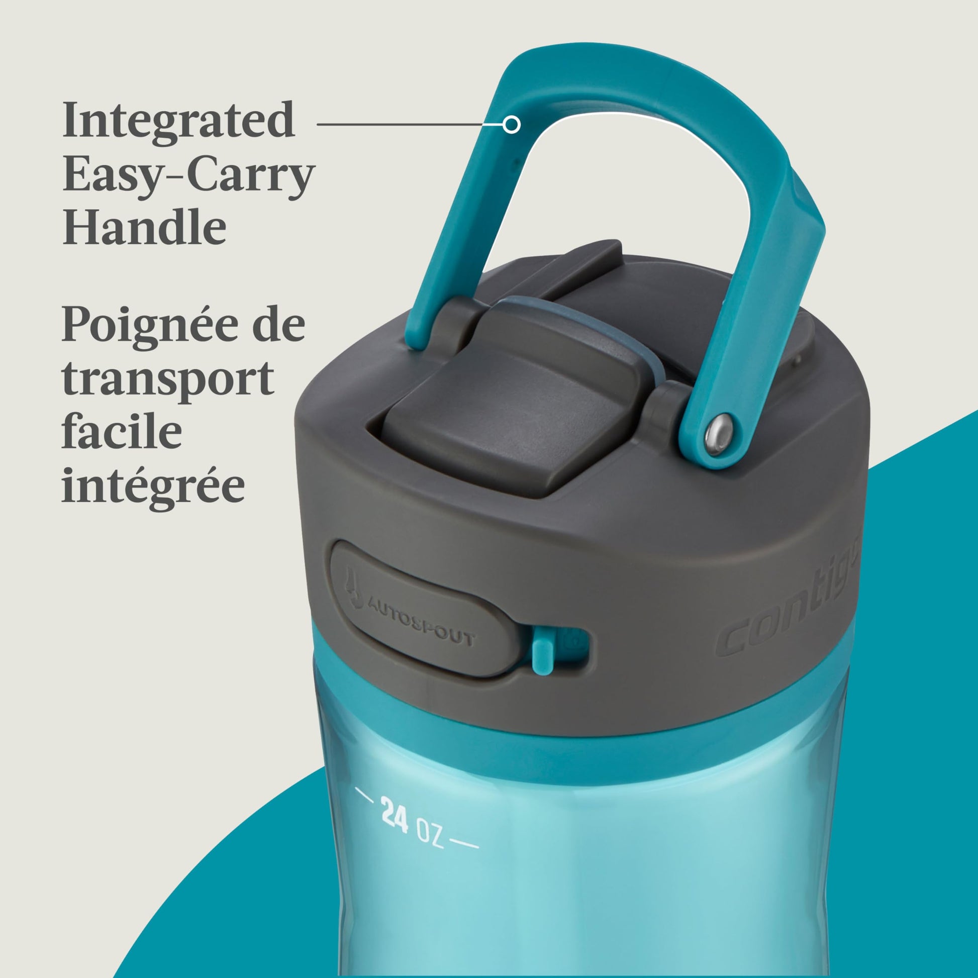 Contigo Ashland 2.0 Water Bottle with Straw and Leak-Proof Locking Lid, BPA-Free Plastic, Dishwasher Safe, Juniper, 24 oz (709 mL) - Available at All In One Marketplace Canada