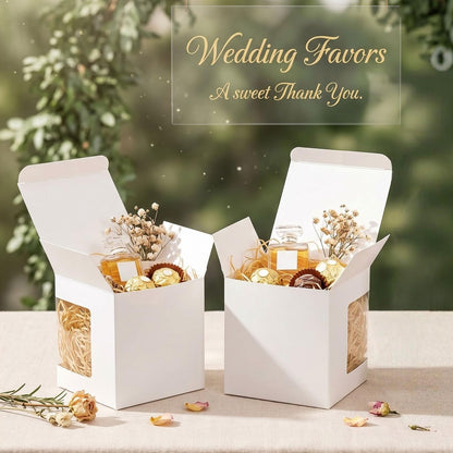 AVLA 50 Pack Gift Boxes for Sublimation Mugs, 4.3x4.3x5'' Small White Packaging, 12OZ 15OZ Transparent Cups Wrapping With Clear View Window, Cupcake Christmas Ornament Box for Wedding 🍁 All In One Marketplace Canada