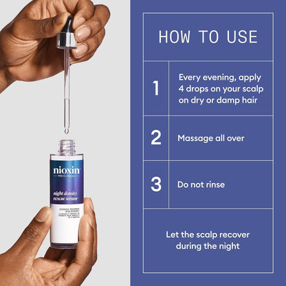 Nioxin Night Density Rescue Serum | Overnight Hair Thickening Serum | Protects Against Hair Breakage | Intensive Treatment with Oxydine | 2.4 Fl oz | 70 ml NIOXIN