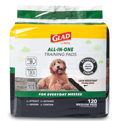 Glad for Pets Black Charcoal Puppy Pads, 17.5 x 23.5 Inch, 120 Count