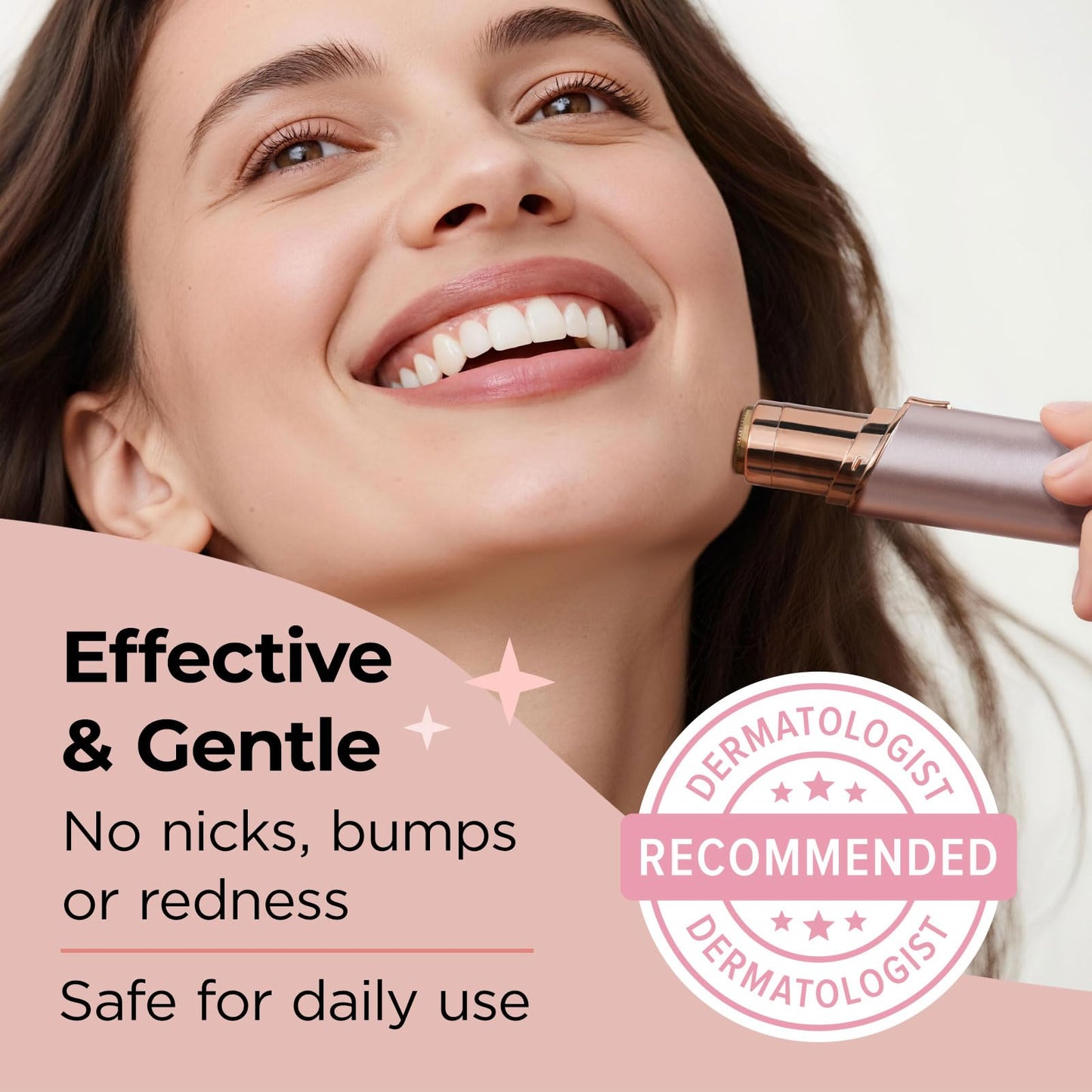 Kradaa Facial Hair Removal for Women: Electric Face Razor with LED Light - Painless & Instant Results Mini Shaver for Travel Use (Rose Gold) - Available at All In One Marketplace Canada