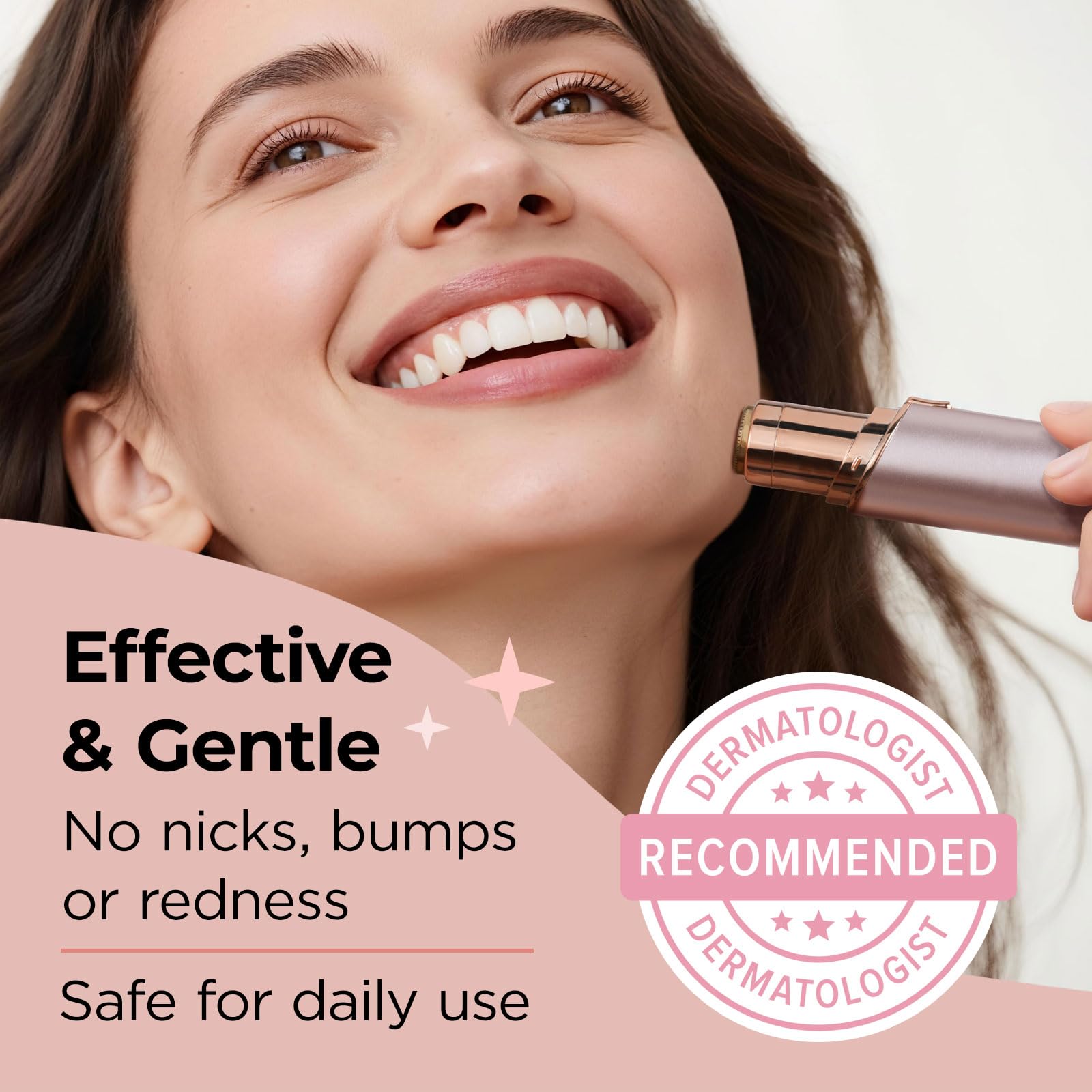 Kradaa Facial Hair Removal for Women: Electric Face Razor with LED Light - Painless & Instant Results Mini Shaver for Travel Use (Rose Gold) - Available at All In One Marketplace Canada