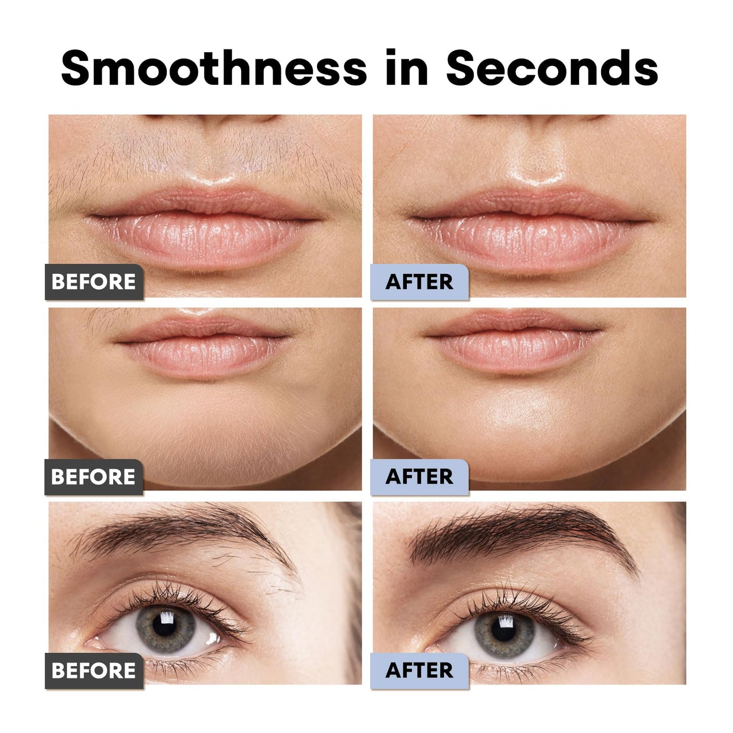 VG VOGCREST Eyebrow Facial Trimmer: 2 in1 Rechargeable Facial Hair Removal and Eyebrow Shaver - Face Lips Body Painless Facial Razor with Built-in LED Light (Sky Blue)