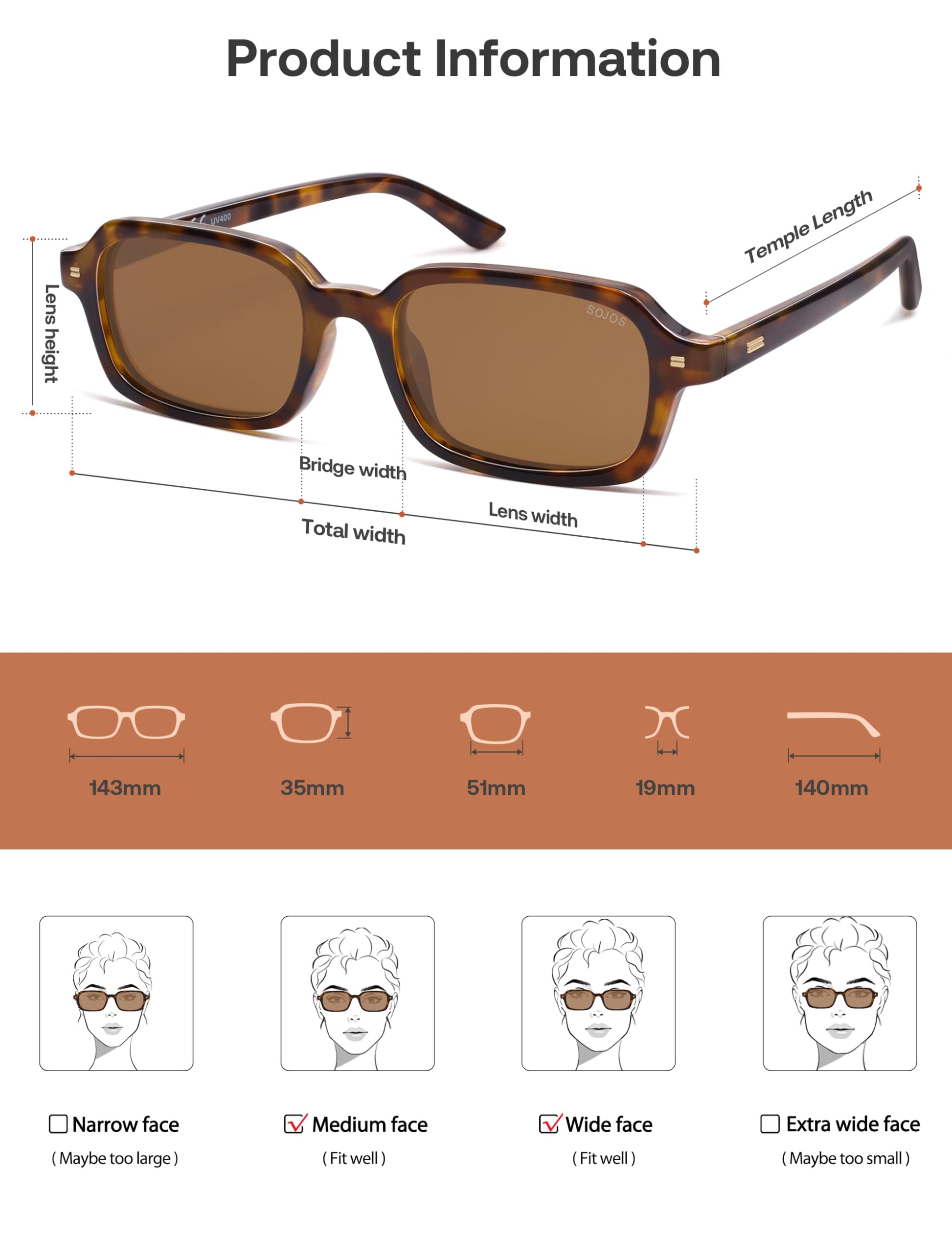 SOJOS Trendy Rectangle Polarized Sunglasses Womens Mens, Small Retro Fashion Thin Slim Square Sunnies SJ2610, Brown Tortoise/Brown