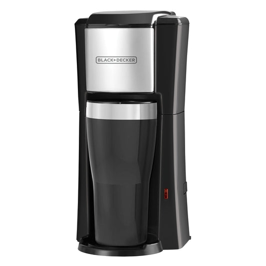 BLACK+DECKER Single Serve Coffee Maker, Includes One Dishwasher Safe Travel Mug (16oz), CM618C Black - Available at All In One Marketplace Canada