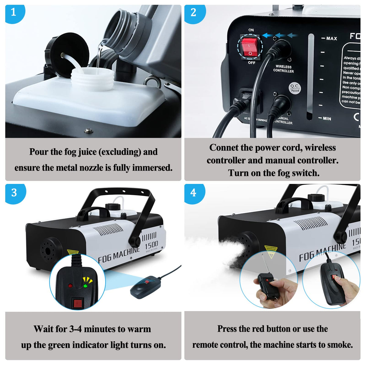Telbum Fog Machine 1500 Watt and 16,000 CFM Fog with with 2 Sets of Controllers, Professional Smoke Machine for DJ Stage Halloween Party Wedding Christmas 🍁 All In One Marketplace Canada
