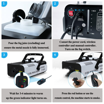 Telbum Fog Machine 1500 Watt and 16,000 CFM Fog with with 2 Sets of Controllers, Professional Smoke Machine for DJ Stage Halloween Party Wedding Christmas 🍁 All In One Marketplace Canada