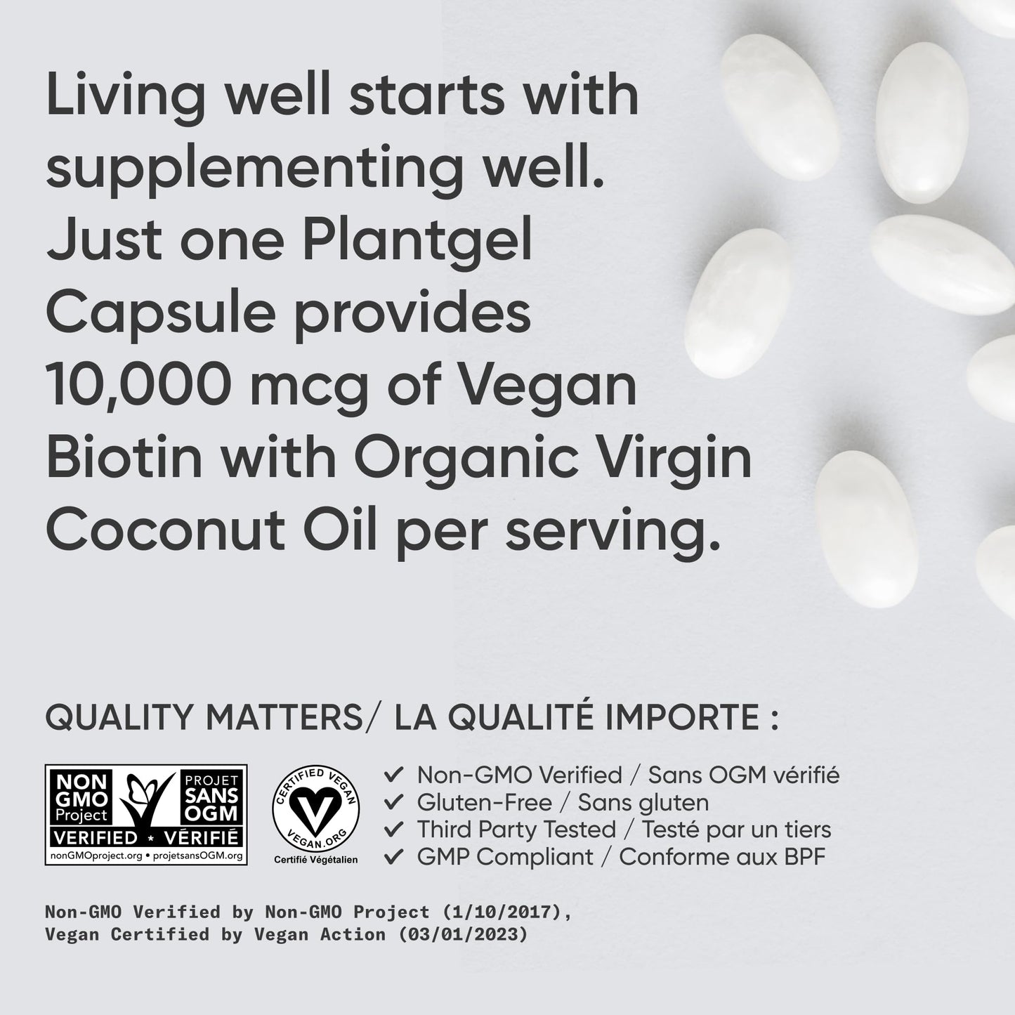 Sports Research® Max Strength Vegan Biotin 10,000mcg with Organic Coconut Oil - Helps to Maintain Healthy Hair, Nails and Skin - Great for Women & Men - 120 Veggie Softgels - Available at All In One Marketplace Canada