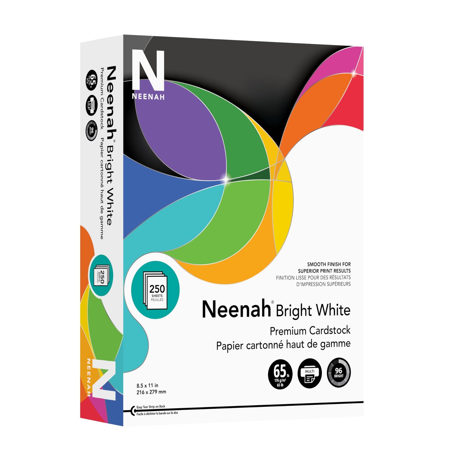 Neenah Premium Cardstock, 96 Brightness, 65 lb, Letter, Bright White, 250 Sheets per Pack (91904) Neenah