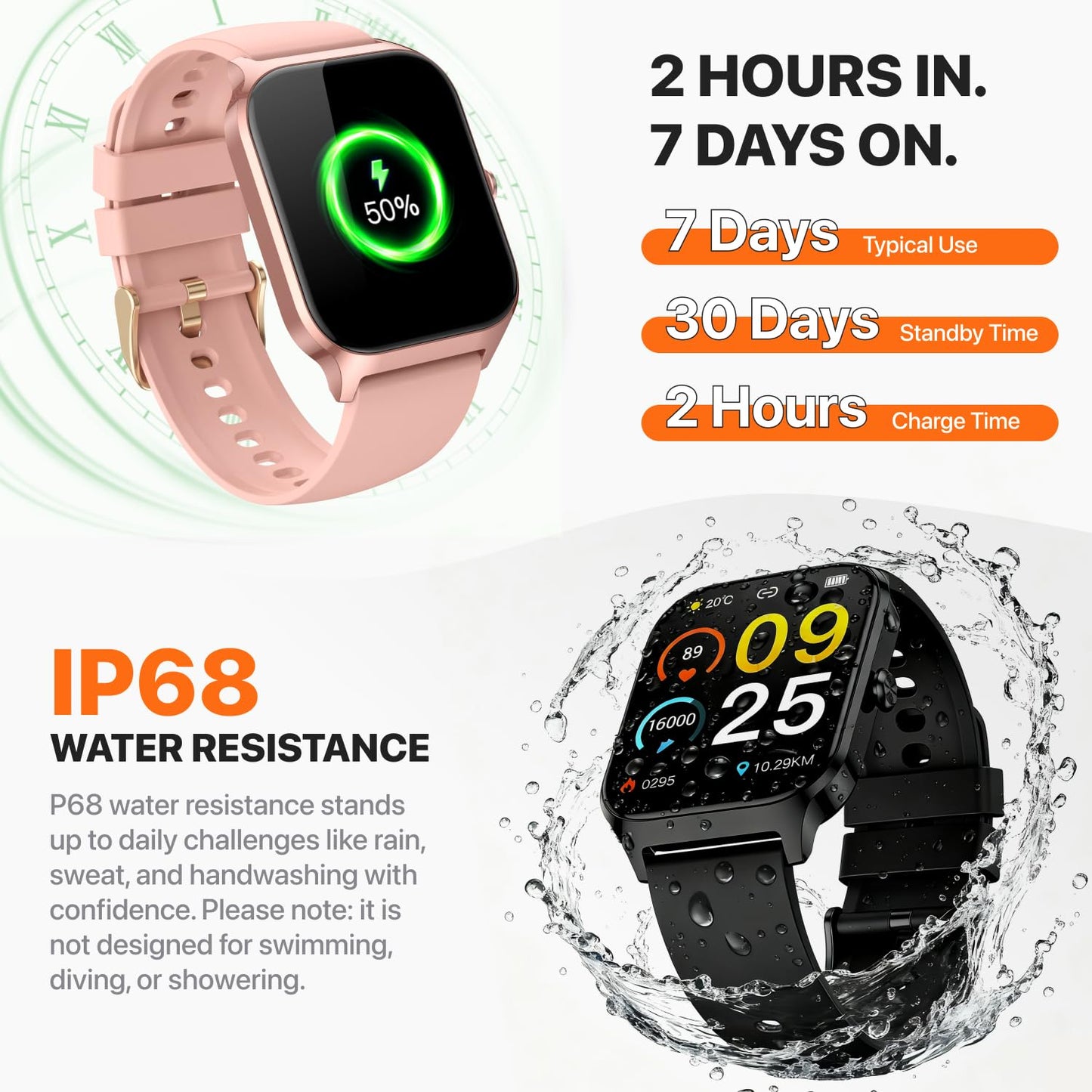 Smart Watch for Women Men - Answer/Make Call, Fitness Tracker Smartwatch for Android iPhone Compatible, Sleep Female Cycle, 120+ Sports Modes Step Counter (Classic, Pink, 1.83)