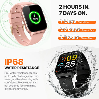 Smart Watch for Women Men - Answer/Make Call, Fitness Tracker Smartwatch for Android iPhone Compatible, Sleep Female Cycle, 120+ Sports Modes Step Counter (Classic, Pink, 1.83)