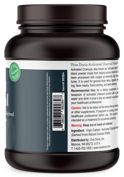 Viva Doria Virgin Activated Charcoal Powder, Coconut Shell Derived, Food Grade, 907 g (2 lb)