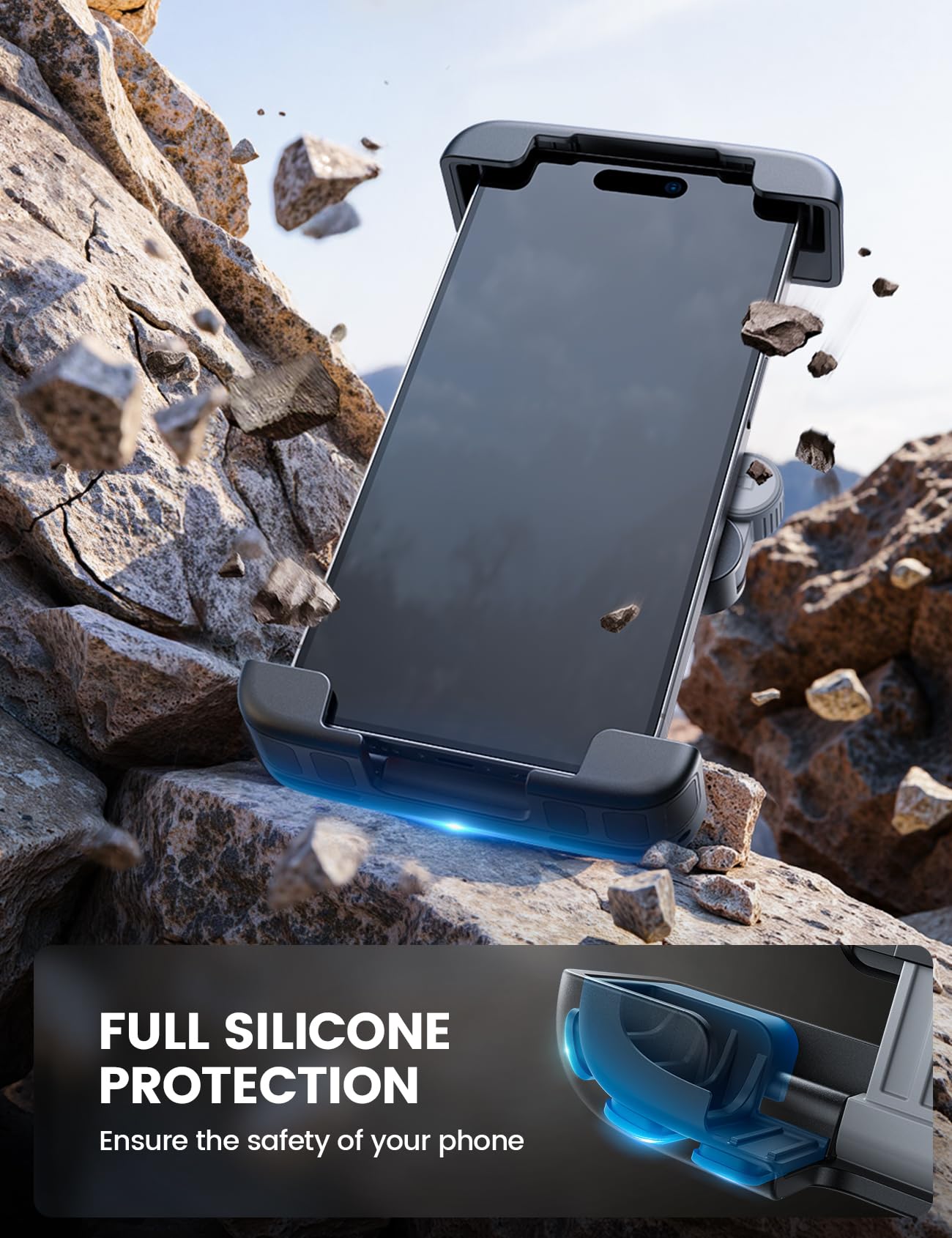 Lamicall Bike Motorcycle Phone Mount - [1s Quick Lock] Bike Phone Holder Clip, [Stable Handlebar Clamp] Bicycle Scooter Handlebar Clamp for iPhone 16 17 Pro Max Plus Air, S26 Ultra All Large