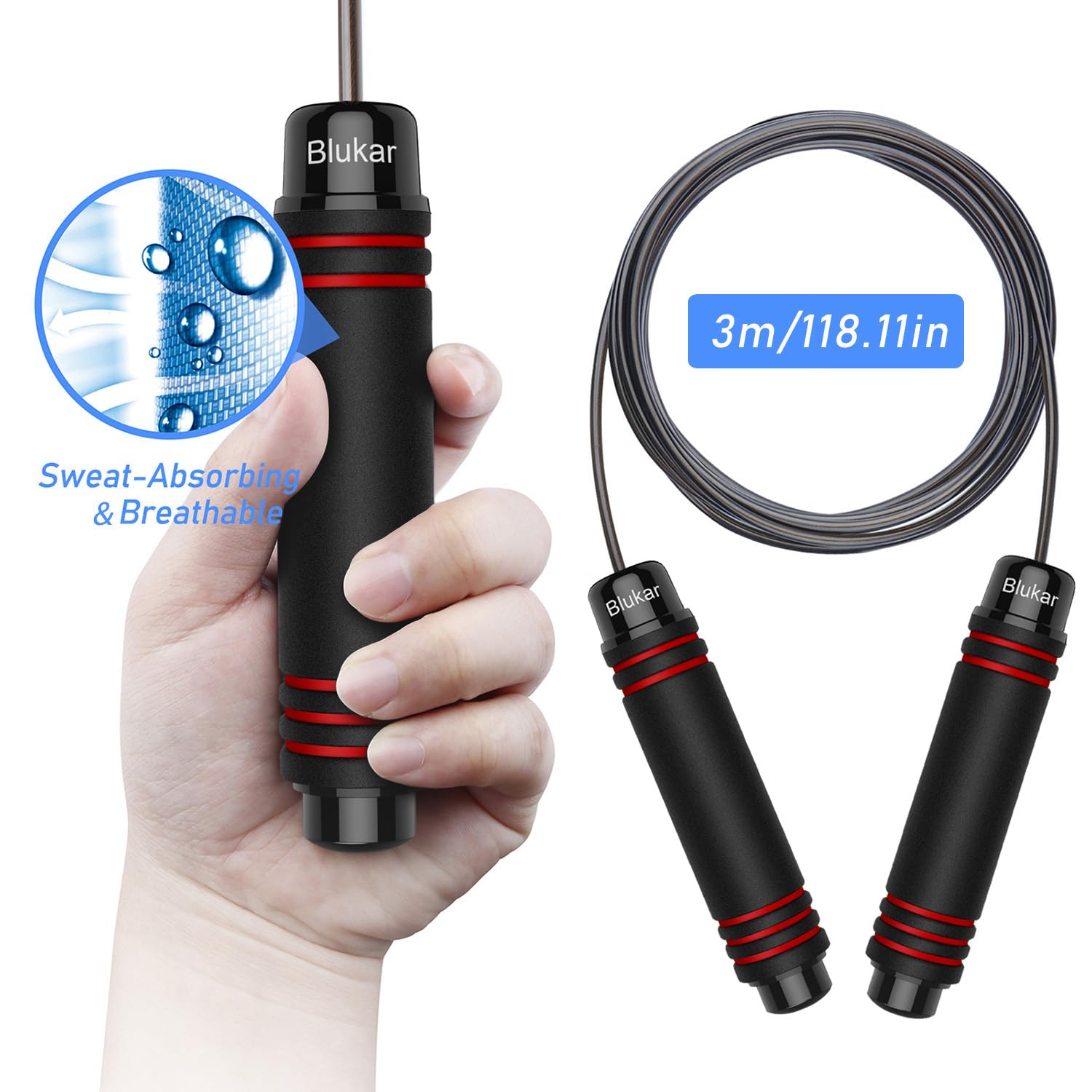 Blukar Jump Rope, Speed Skipping Jumping Rope Tangle-free Adjustable