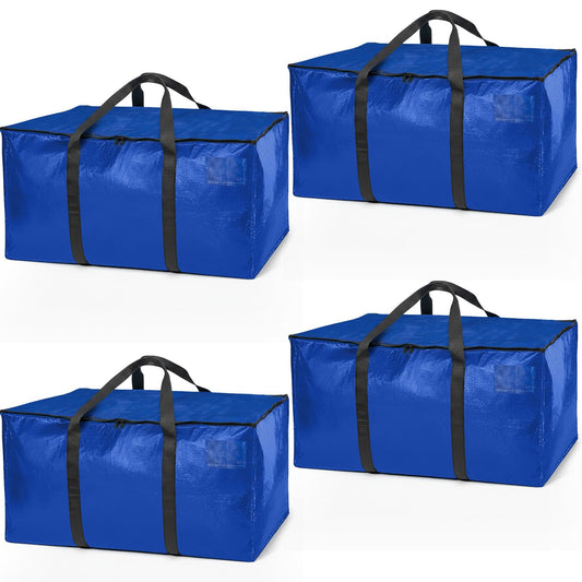 ClearSpace Heavy Duty Storage Bag - Large Moving Boxes with Backpack Straps, Zippers & Handles - Perfect for Traveling, Camping, Christmas Decorations, 4 Pack