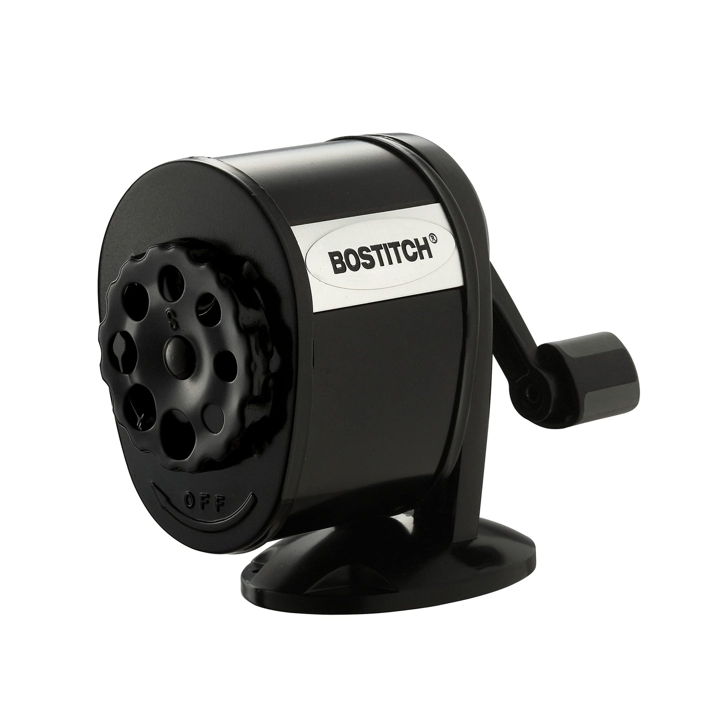 Bostitch Office Wall Mount Manual Pencil Sharpener, Tip Saver, 8 Hole Dial, 6X Longer Cutter Life, Vertical or Horizontal Mounting Black (MPS1-BLK) Bostitch