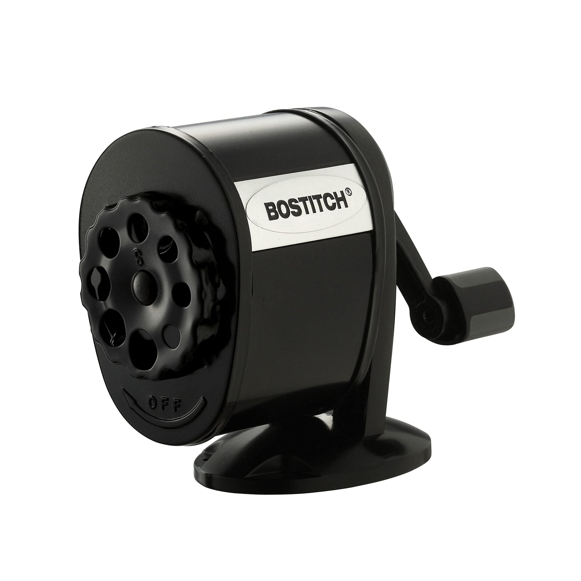 Bostitch Office Wall Mount Manual Pencil Sharpener, Tip Saver, 8 Hole Dial, 6X Longer Cutter Life, Vertical or Horizontal Mounting Black (MPS1-BLK) Bostitch