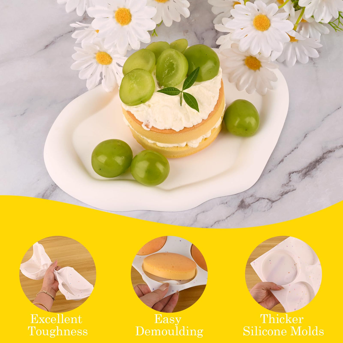 HUAKENER 3 Pcs Silicone Muffin Top Pans for Baking, 4 Inch Non-Stick Round Baking Molds for Mini Cake, Muffin Top, Dessert, Hamburger, Sandwiches Making 🍁 All In One Marketplace Canada