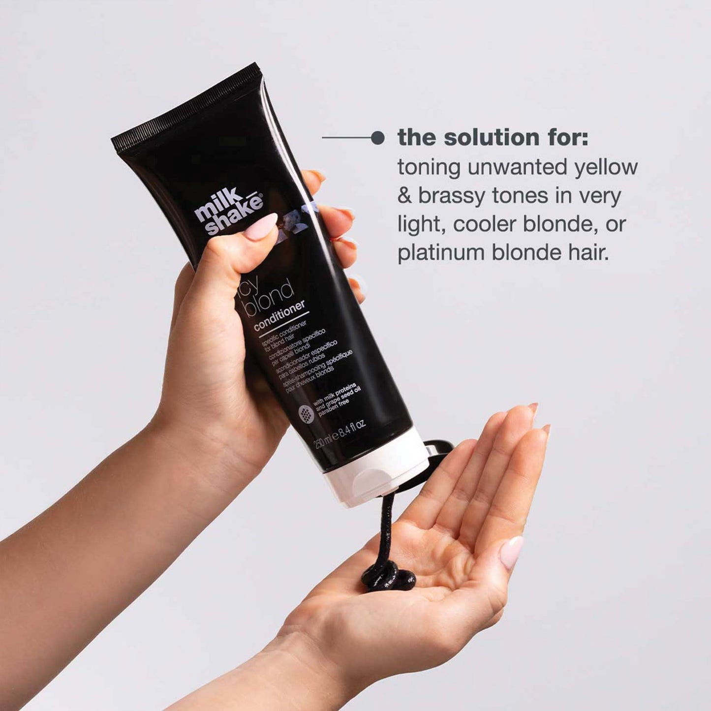 milk_shake Icy Blond Conditioner - Black Pigment Silver Conditioner for Very Light Blond and Platinum Hair, 8.4 Fl Oz (250 ml) milk_shake