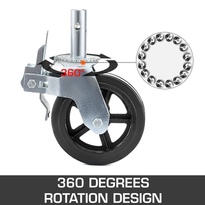 VEVOR 4 Pack 8 Inch Iron Core Polyurethane Swivel Caster with Dual Locking Brake Adjustable Legs 1100LBS Capacity per Wheel VEVOR