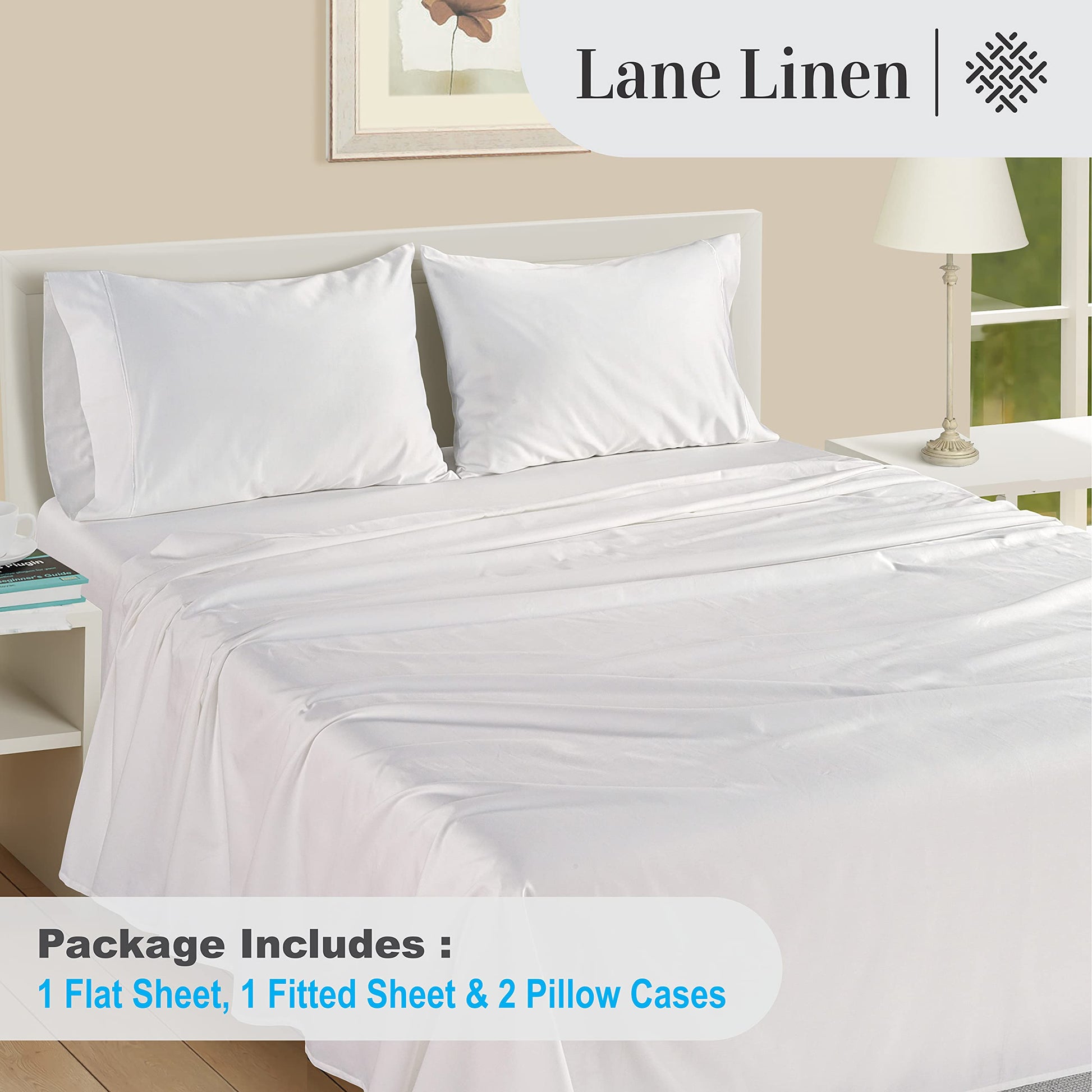 100% Egyptian Cotton Queen Sheets - 1000 Thread Count White Bed Sheets for Queen Size Bed, Long Staple Cotton Bedding Sheets, Sateen Weave, Luxury Hotel Sheets, Fits 17" Mattress