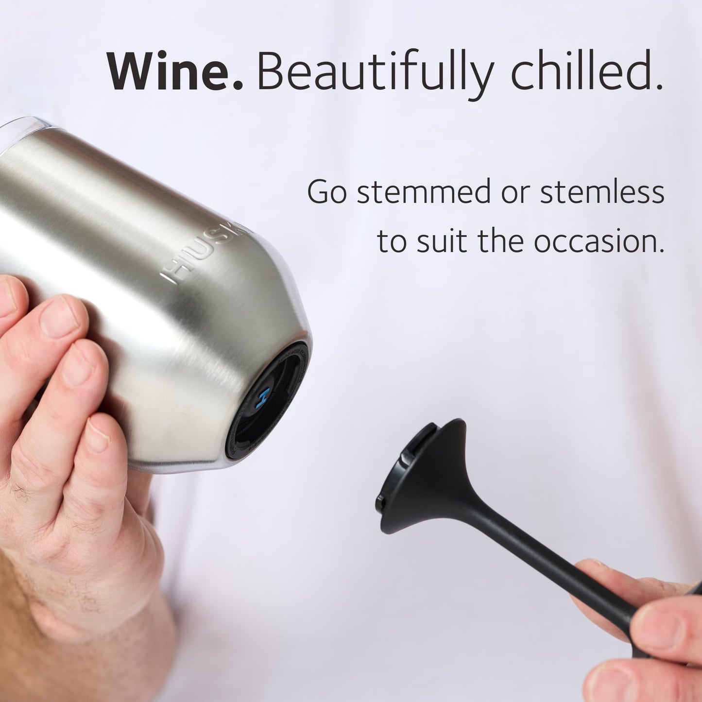 Huski Wine Tumbler 2.0 | New | Award-Winning Design with Detachable Stem | Premium Stainless Steel Wine Glass with Lid | Triple Insulated Tumbler | 355ml Capacity | Great Gift (Champagne)