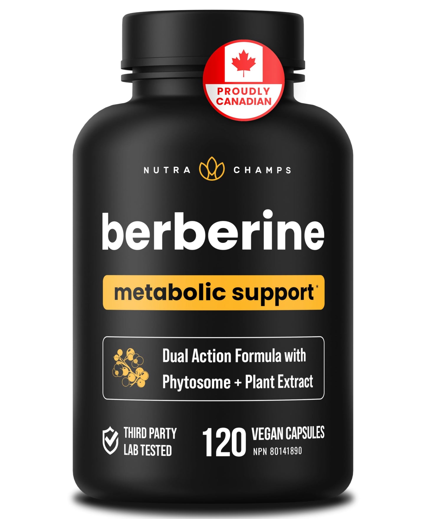 Berberine 1200mg Complex – 120 Count - Highest Purity 97% Berberine HCl + Patented Berbevis Phytosome for Max Absorption – Ultra Strength Capsules With Grape Seed Extract - Berberine Supplement Supports Glucose Metabolism & Healthy Blood Sugar Levels - Available at All In One Marketplace Canada