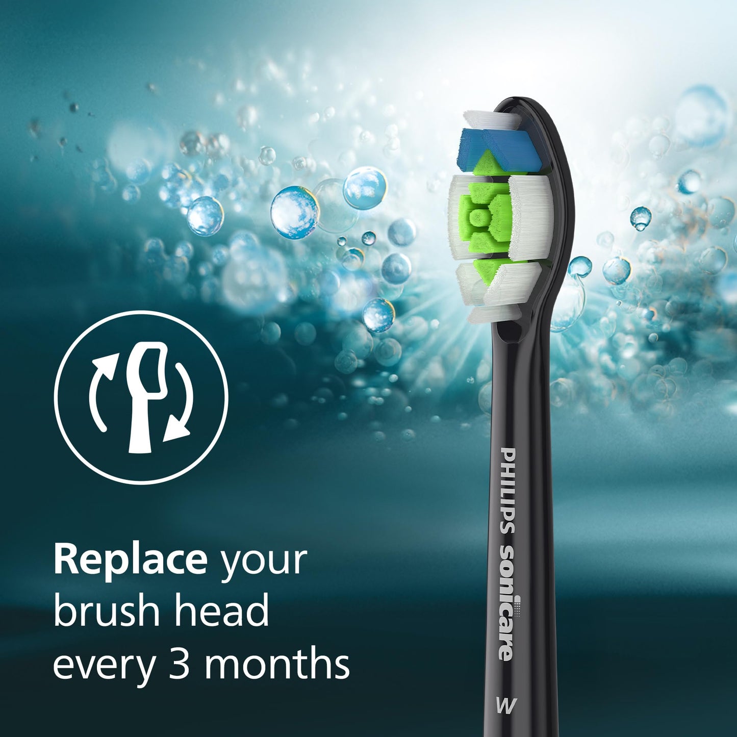 Philips Sonicare W DiamondClean - Genuine Replacement Electric Toothbrush Heads, Black, 2 Pack, HX6062/95 - Available at All In One Marketplace Canada