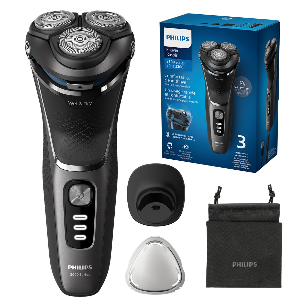 Philips 3000 Series Electric Shaver, Dark Black