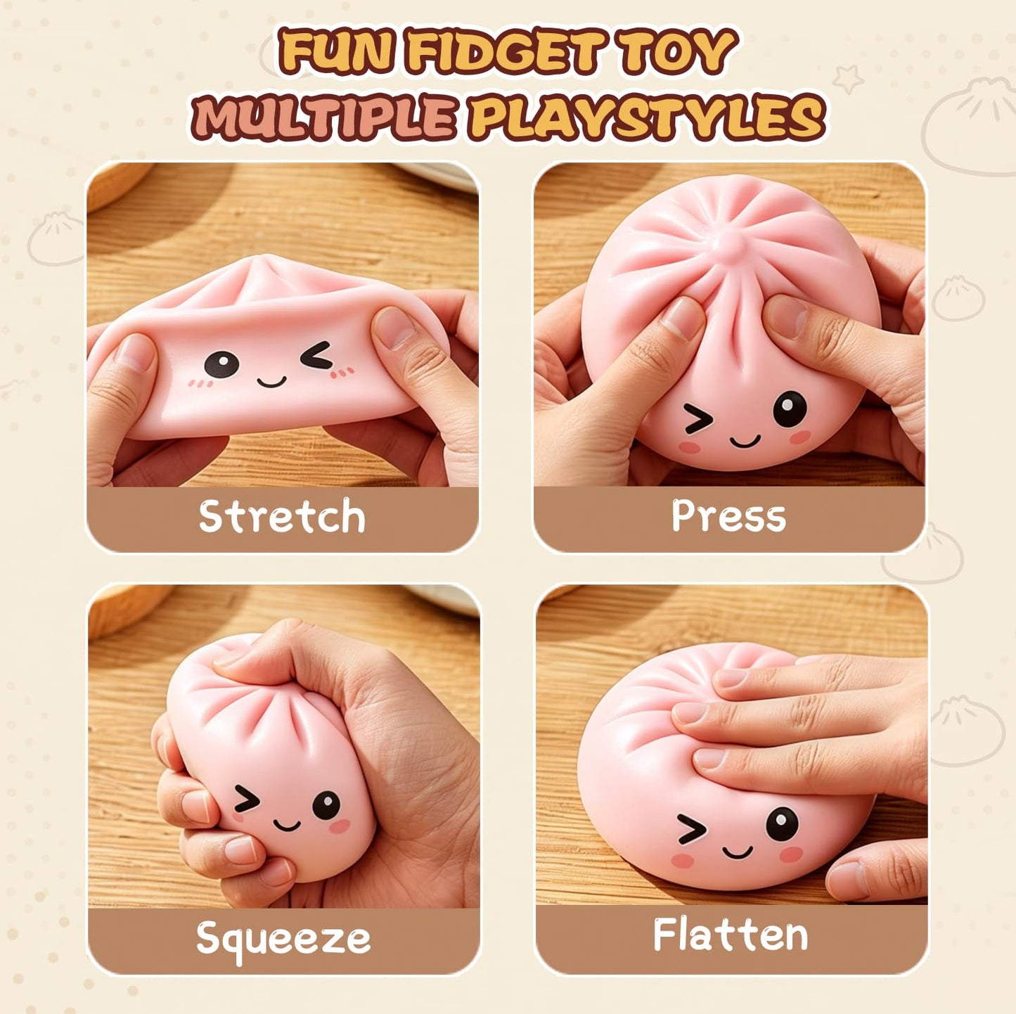 Dumpling Squishy 4 Pack, Glitter Dumpling Squishy Fidget Sensory Toys, Colorful Dumplings Squishies Stress Balls for Anxiety Relief, Bao Bun Squeeze for Kids Adults Presents 🍁 All In One Marketplace Canada
