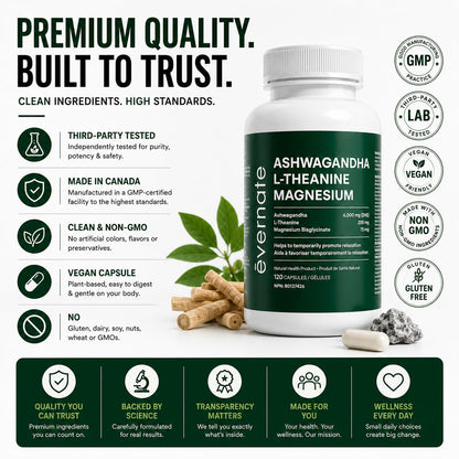 ALL-IN-ONE Ashwagandha 6000mg with L-Theanine 200mg & Magnesium Bisglycinate Chelated – Stress, Sleep, Mood, Calm & Relaxation Support – Non-GMO Vegan – 120 Capsules, 4 Month Supply – 1 Capsule Daily – Made in Canada - Available at All In One Marketplace Canada