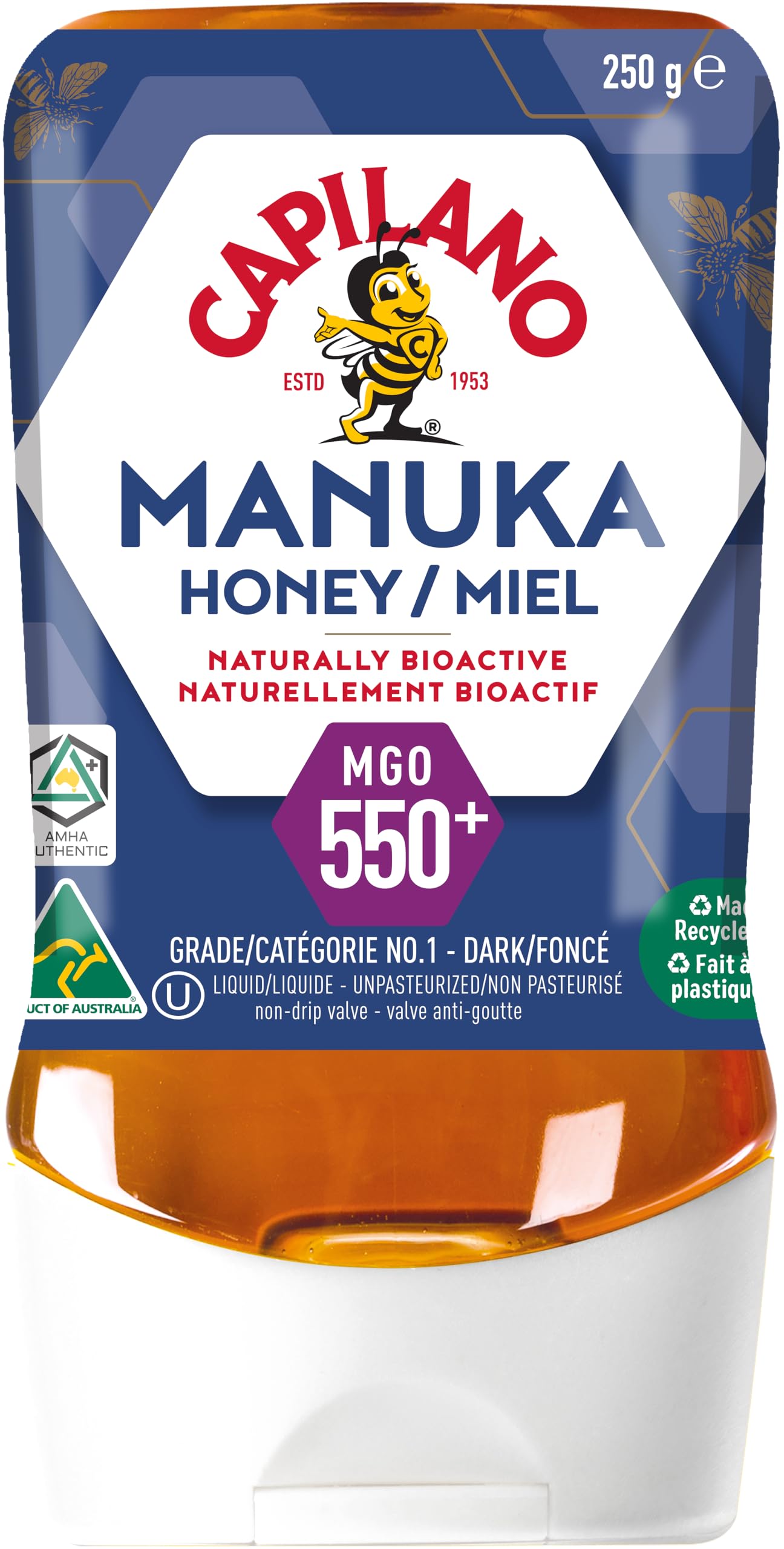 Capilano Active Manuka Honey MGO550+ – 250g Pure Australian Premium