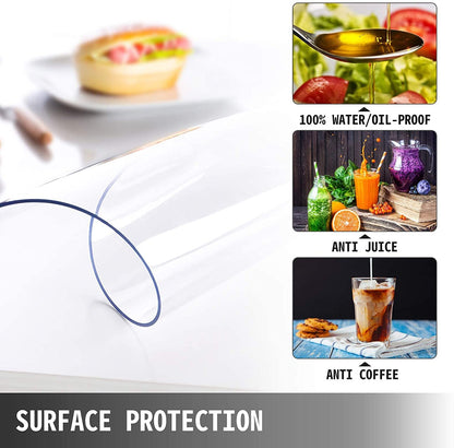 VEVOR 80 x 42 Inch Crystal Clear Table Protector Clear PVC Table Top Protector 2mm Thick Table Cover Rectangular Table Pads for Dining Room Table/Desk VEVOR