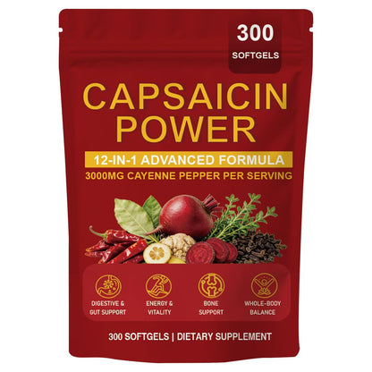 Cayenne Pepper - Cayenne Pepper Capsules | Resealable Package | 300 Softgels / 1 Bag B - Available at All In One Marketplace Canada