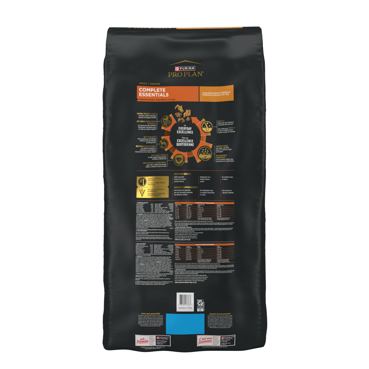 Purina Pro Plan Complete Essentials Dry Dog Food, Shredded Blend Chicken & Rice - 21.3 kg Bag
