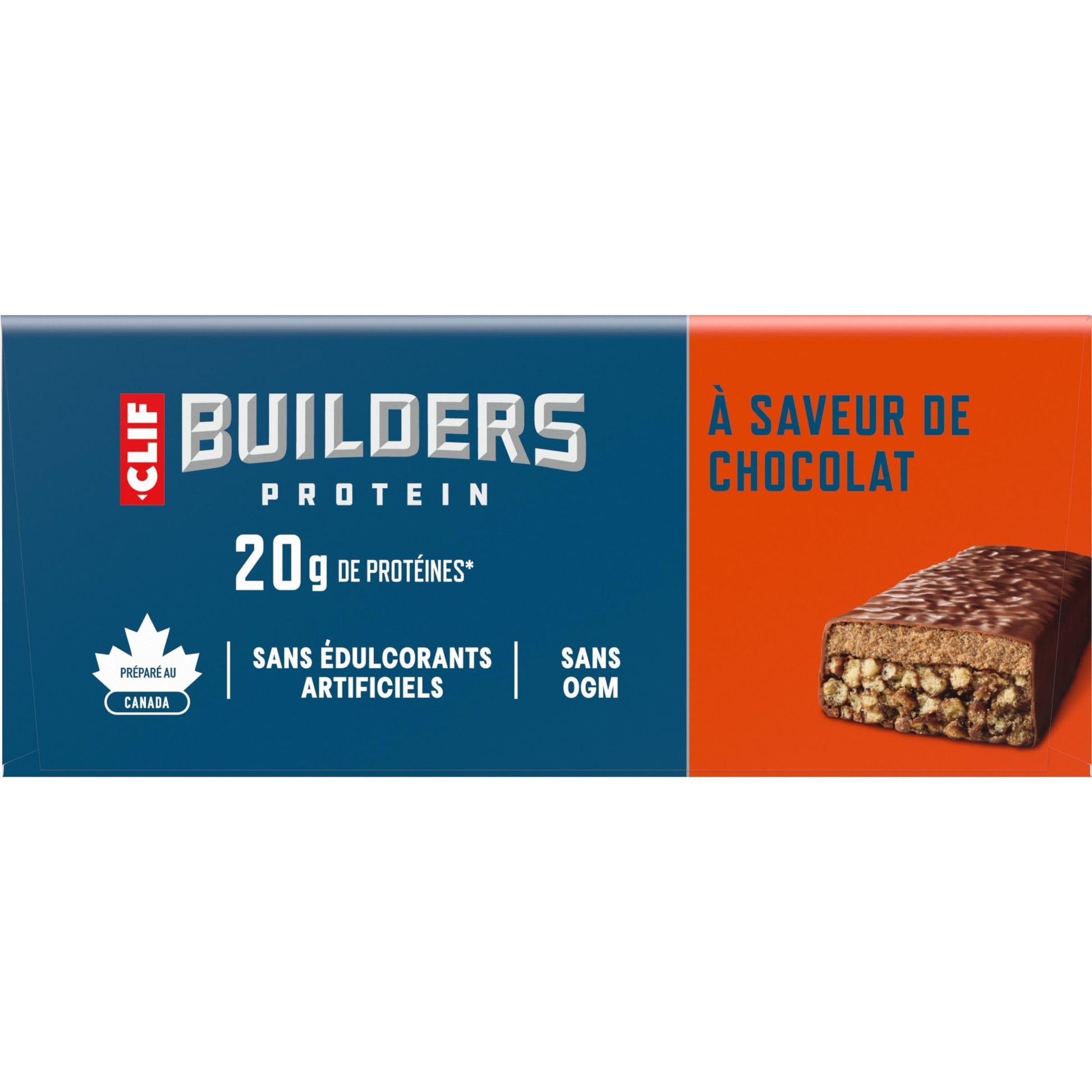 CLIF BUILDERS Protein Bars, Chocolate Flavour, 20g of Protein, Prepared in Canada, Gluten Free, No Artificial Sweeteners, 68 g (Pack of 12) - Available at All In One Marketplace Canada