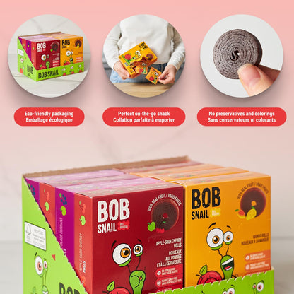 Bob Snail Fruit Roll Ups – Healthy Sweets Snacks, Real Dried Fruits, No Added Sugar, Vegan, Nut Free, Candy for Adults, Kids, with Mango, Cherry, Blackcurrant – Bulk 80 pcs Rolls, 800g 🍁 All In One Marketplace Canada
