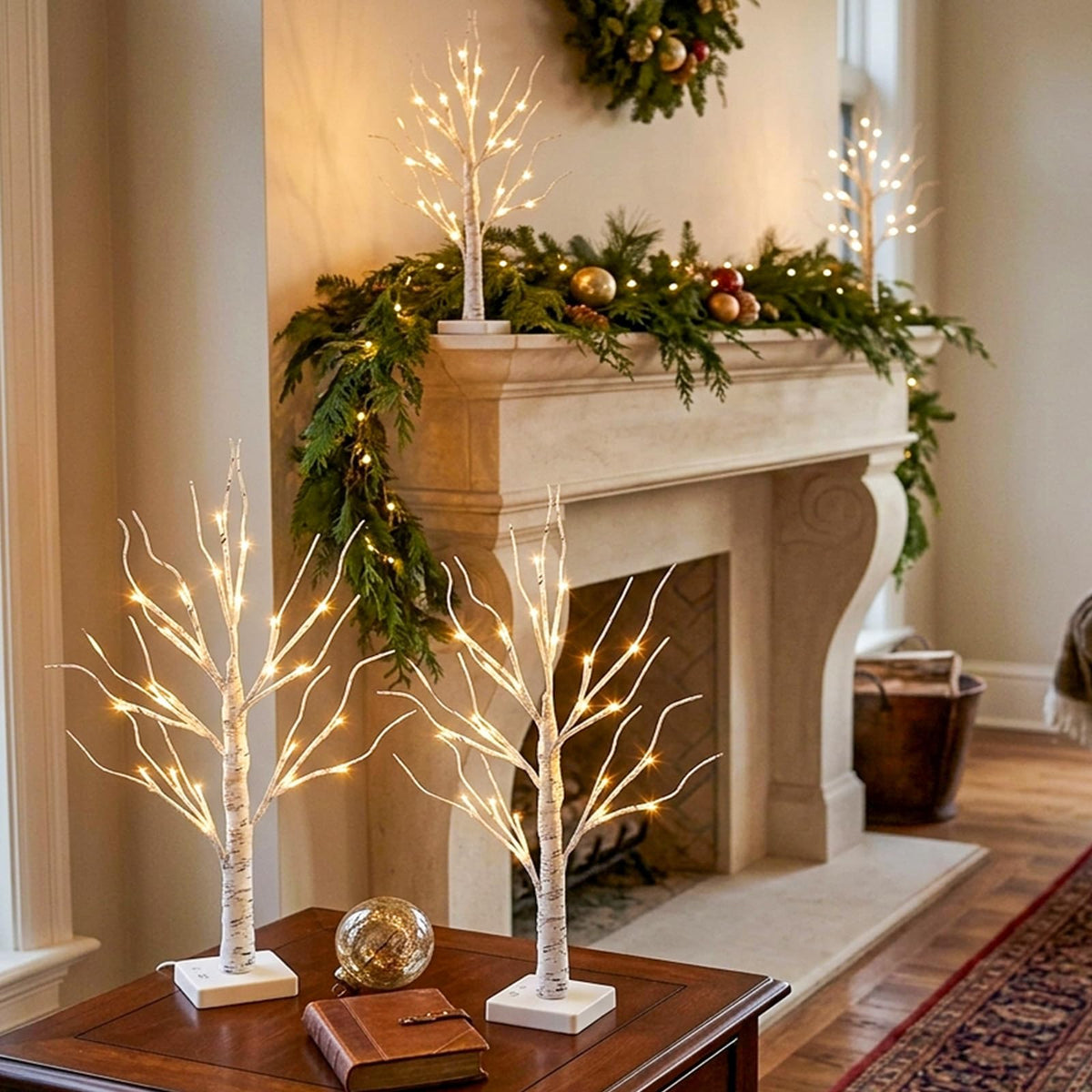 EAMBRITE Christmas Decorations, 4 Pack 2 FT Lighted Birch Tree, Christmas Tree Battery Operated with Timer, Gift Holder Tabletop Centerpiece for Home Decor 🍁 All In One Marketplace Canada