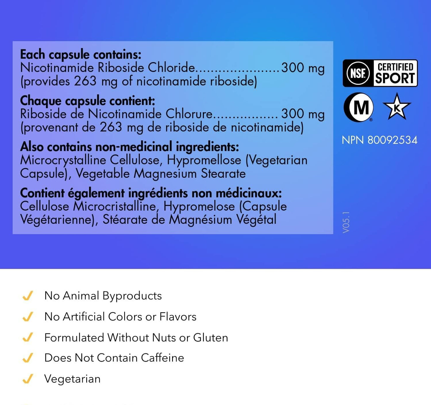 NAD Supplement 300mg per Serving - 30 Day Supply, Clinically Proven to Increase NAD+, Patented Nicotinamide Riboside, Cellular Health & Energy Metabolism, Health Canada Licenced, 30 Capsules - Available at All In One Marketplace Canada