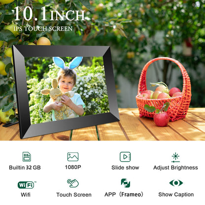 FRAMEO Digital Photo Frame 10.1 Inch, IPS Touch Screen Smart WiFi Digital Picture Frame with 32GB Storage, Wall Mountable, Auto-Rotate, Share Photos and Videos via App from Anywhere - Available at All In One Marketplace Canada