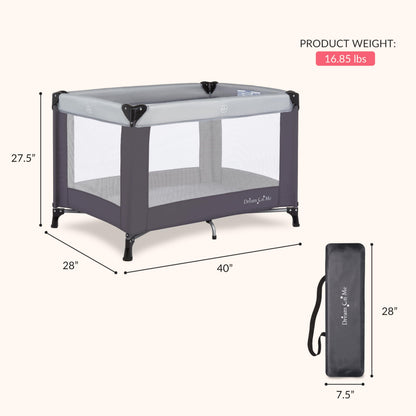 Dream On Me Nest Portable Play Yard With Carry Bag And Shoulder Strap, GREY Dream On Me