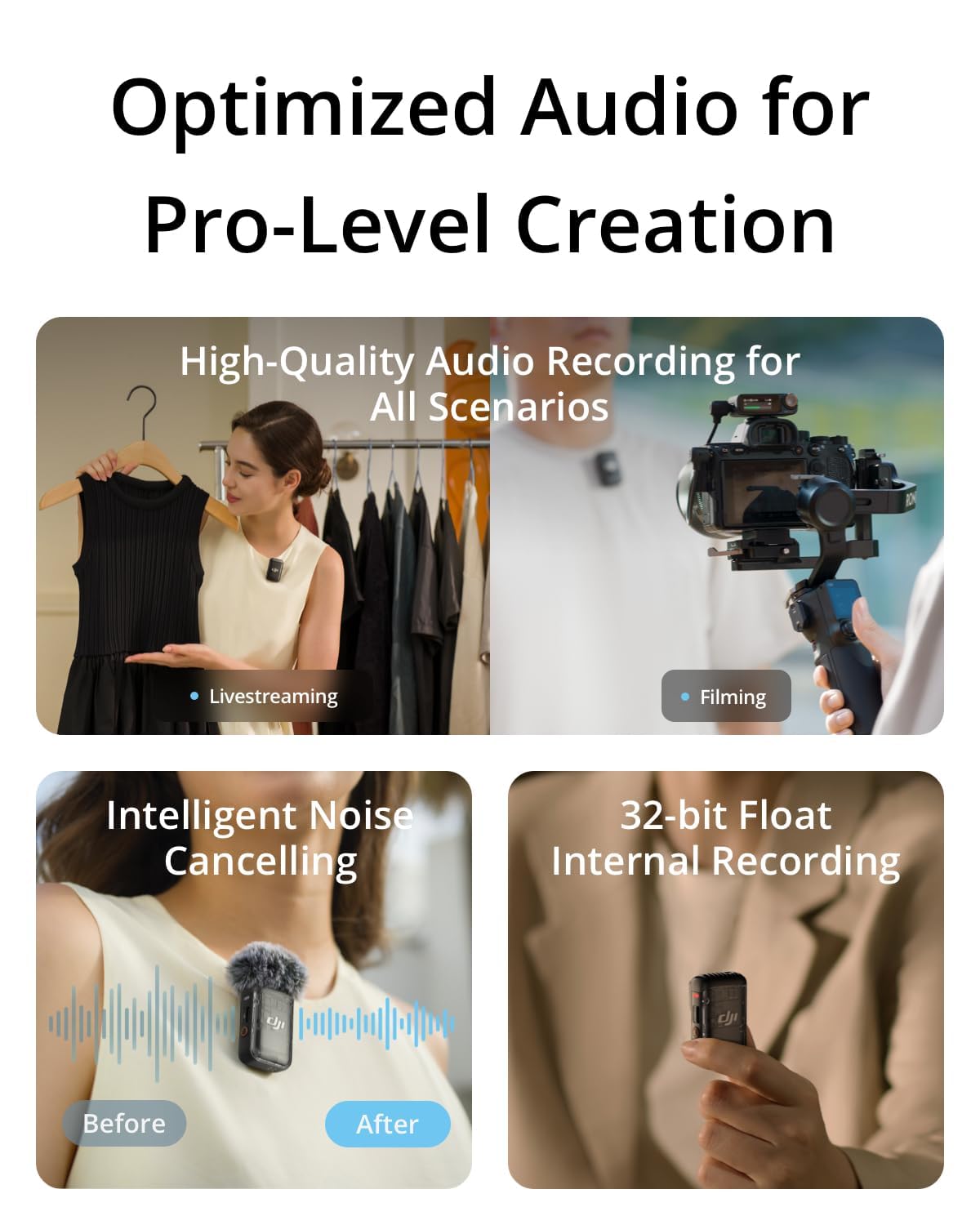 DJI Mic 2 (2 TX + 1 RX + Charging Case), Wireless Lavalier Microphone, Intelligent Noise Cancelling, 32-bit Float Internal Recording, 820 ft.(250m) Range, Microphone for iPhone, Android, Camera 🍁 All In One Marketplace Canada