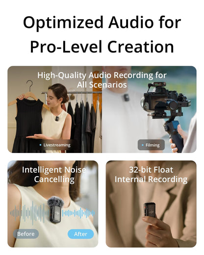 DJI Mic 2 (2 TX + 1 RX + Charging Case), Wireless Lavalier Microphone, Intelligent Noise Cancelling, 32-bit Float Internal Recording, 820 ft.(250m) Range, Microphone for iPhone, Android, Camera 🍁 All In One Marketplace Canada