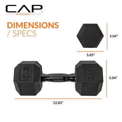 CAP Barbell 30 LB Coated Hex Dumbbell Weight Pair with Black Handle