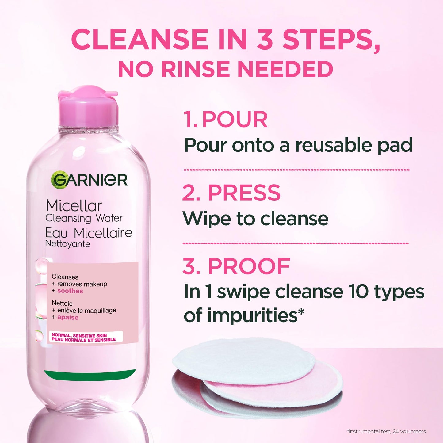 Garnier Micellar Water, Gentle and Hydrating Facial Cleanser & Makeup Remover, Suitable for Sensitive Skin, Vegan, Cruelty Free, Fragrance Free, 700ml