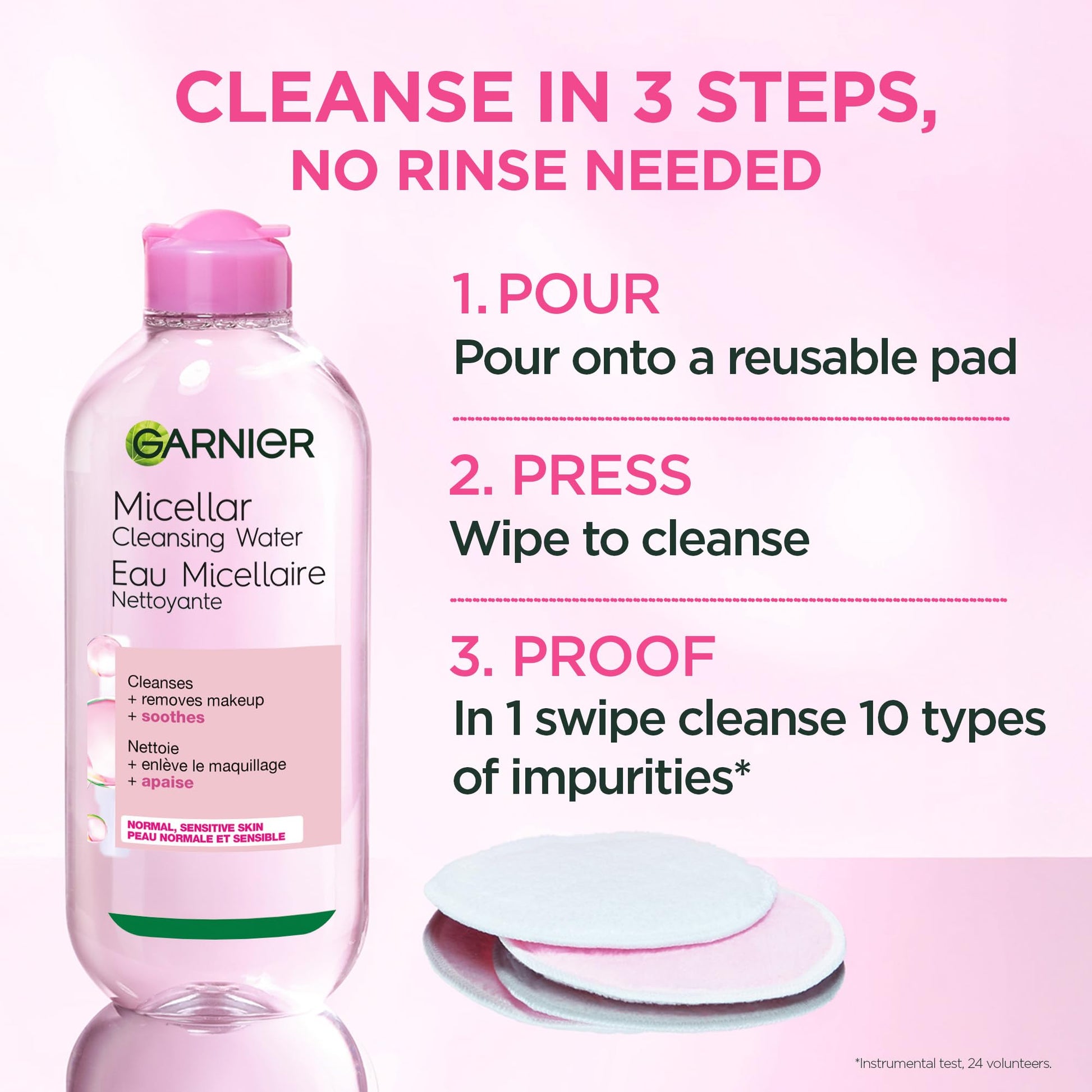 Garnier Micellar Water, Gentle and Hydrating Facial Cleanser & Makeup Remover, Suitable for Sensitive Skin, Vegan, Cruelty Free, Fragrance Free, 700ml