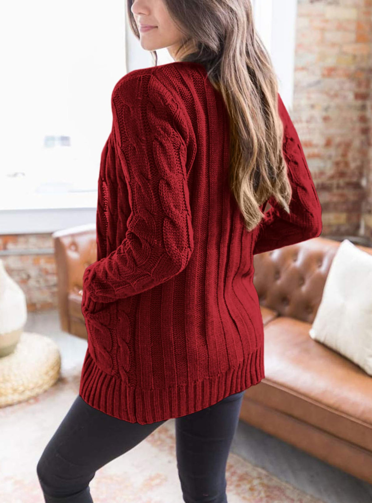 PRETTYGARDEN Women's Cable Knit Cardigan Sweaters Fall(Wine Red,S) 🍁 All In One Marketplace Canada